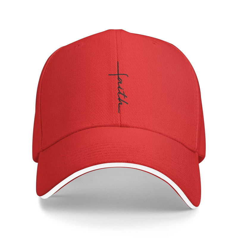 Faith Cross Script Christian Jesus Gifts Red Baseball Hat Outdoor Cap Men Women Dad Hat Soft Cap Fishing Hat