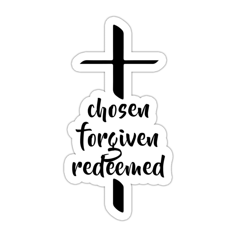 Christian Religious Cross Sticker Chosen Forgiven Redeemed Vinyl Waterproof Inspirational Faith Sticker for Laptop Water Bottle Mug Tumbler