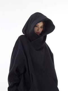 Loose High Collar Fleece Lined Hoodie