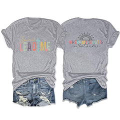 Christian Shirts for Women Spirit Lead Me Shirts Christian Gifts Shirts Faith Positive Short Sleeve Tee Shirts Grey